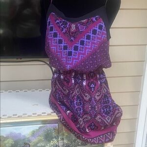 Express Vibrant Cranberry and Purple Dress